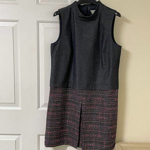Halogen Petite Mixed-Media Tweed Dress